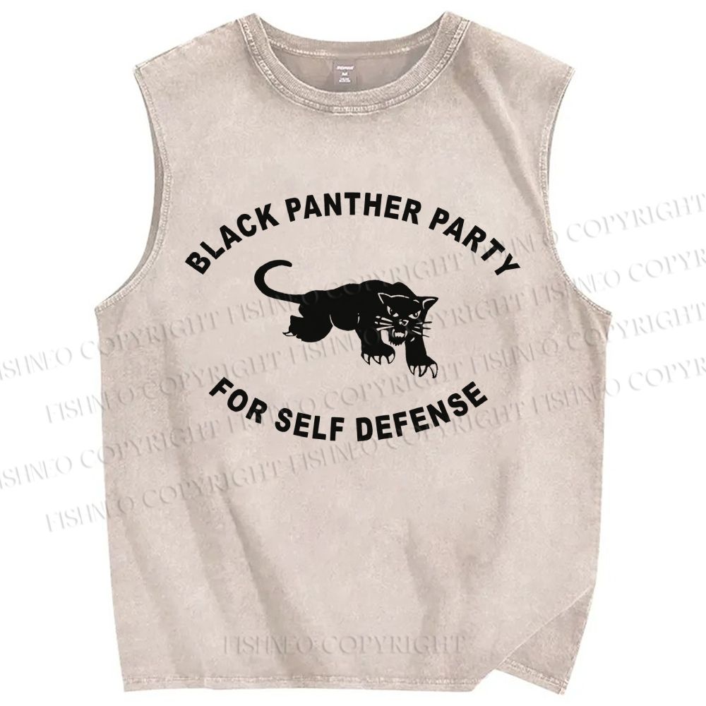 Unisex Black Panther Party Printed Washed Tank Top