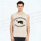 Unisex Black Panther Party Printed Washed Tank Top
