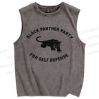 Unisex Black Panther Party Printed Washed Tank Top