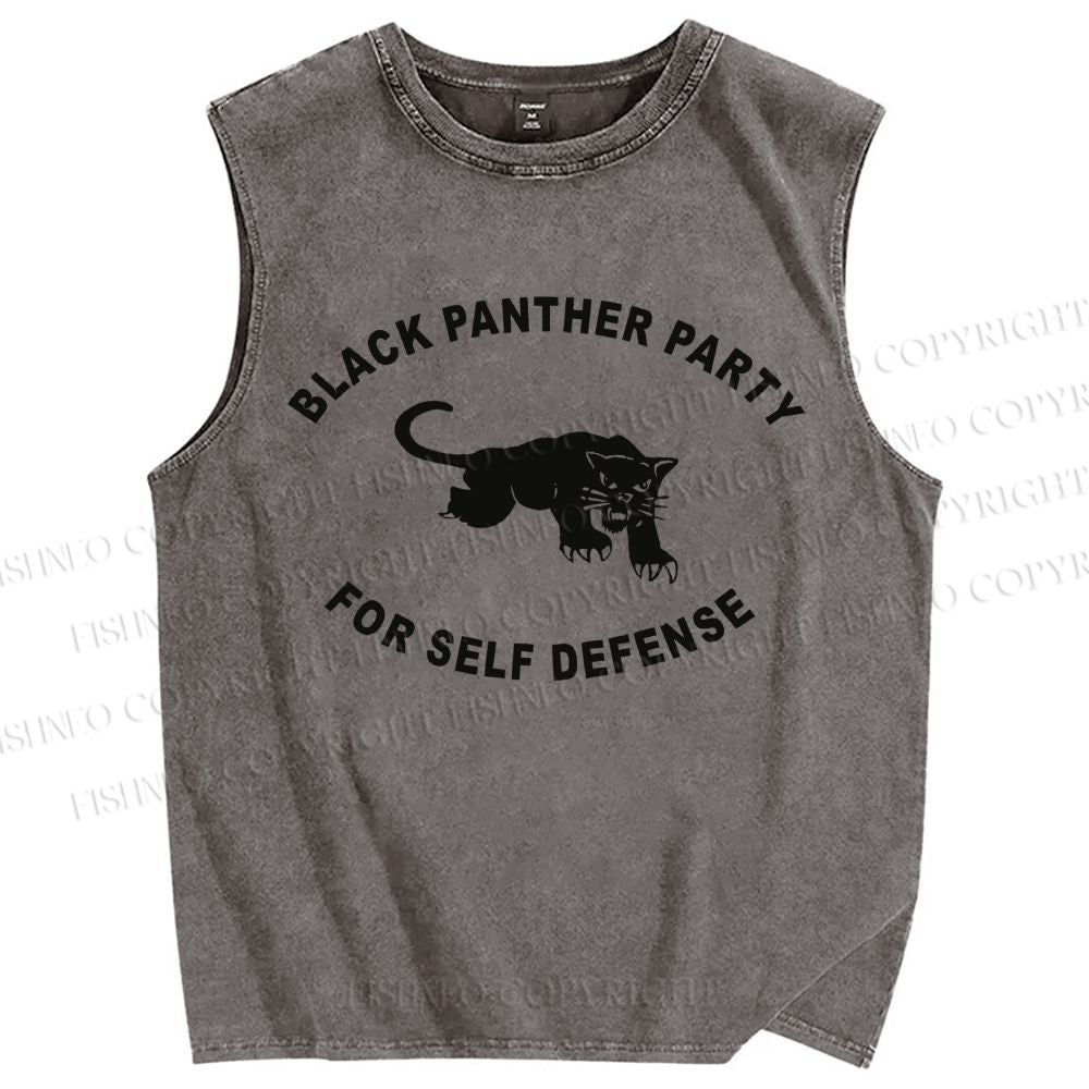 Unisex Black Panther Party Printed Washed Tank Top