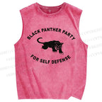 Unisex Black Panther Party Printed Washed Tank Top