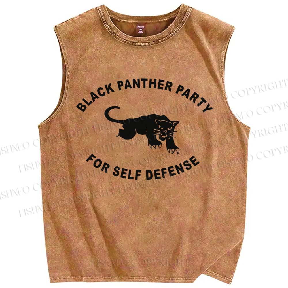 Unisex Black Panther Party Printed Washed Tank Top