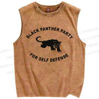 Unisex Black Panther Party Printed Washed Tank Top