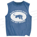 Unisex Black Panther Party Printed Washed Tank Top