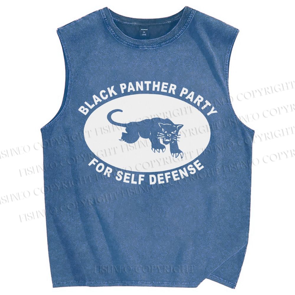 Unisex Black Panther Party Printed Washed Tank Top