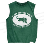 Unisex Black Panther Party Printed Washed Tank Top
