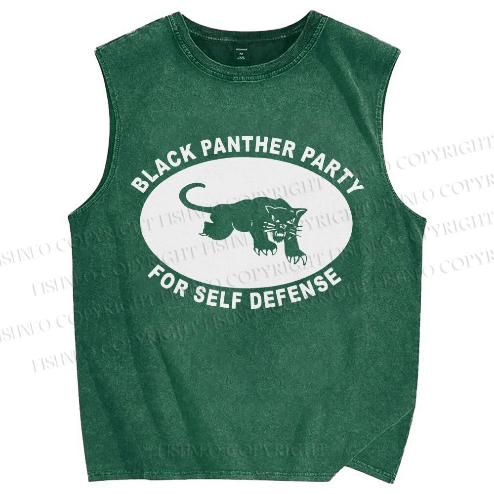 Unisex Black Panther Party Printed Washed Tank Top