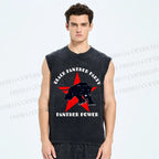 Unisex Black Panther Party Printed Washed Tank Top