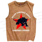 Unisex Black Panther Party Printed Washed Tank Top