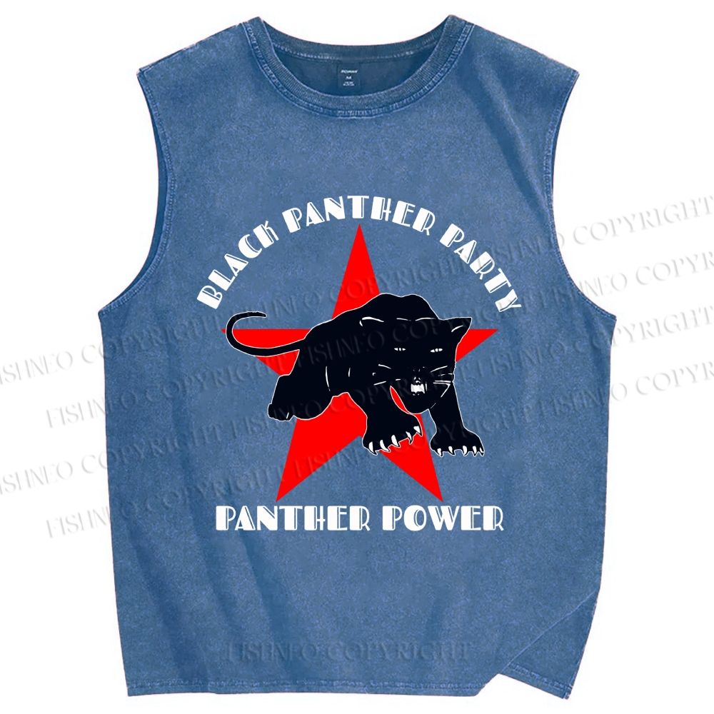 Unisex Black Panther Party Printed Washed Tank Top