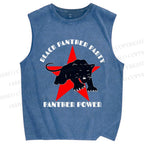 Unisex Black Panther Party Printed Washed Tank Top