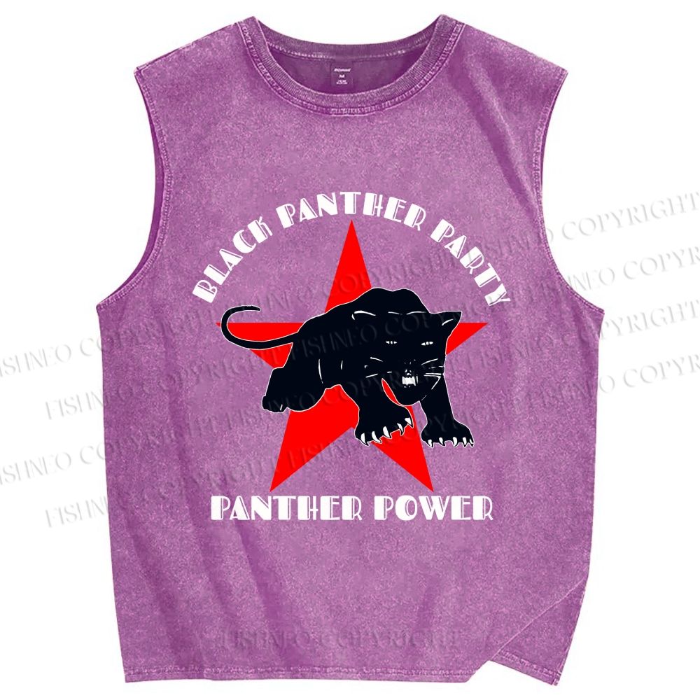 Unisex Black Panther Party Printed Washed Tank Top
