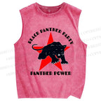 Unisex Black Panther Party Printed Washed Tank Top
