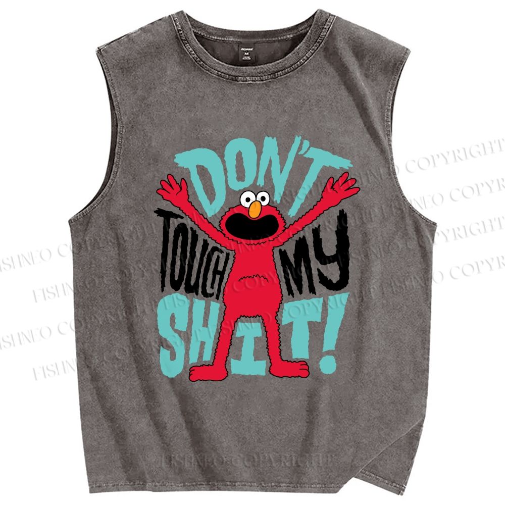 Unisex Don't Touch My Shit Printed Washed Tank Top