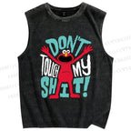 Unisex Don't Touch My Shit Printed Washed Tank Top