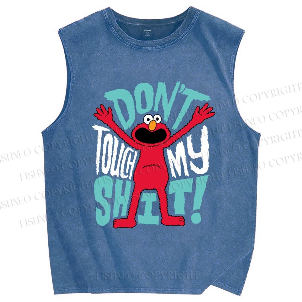 Unisex Don't Touch My Shit Printed Washed Tank Top