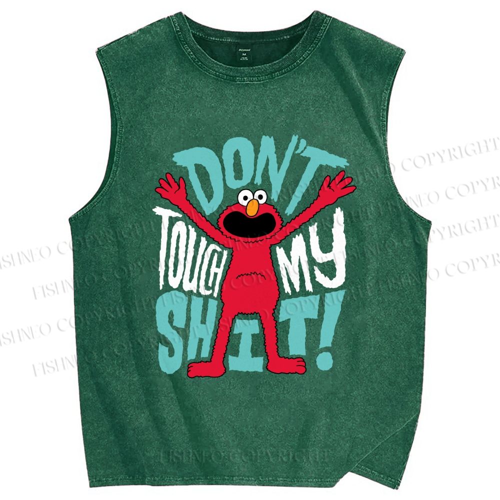 Unisex Don't Touch My Shit Printed Washed Tank Top