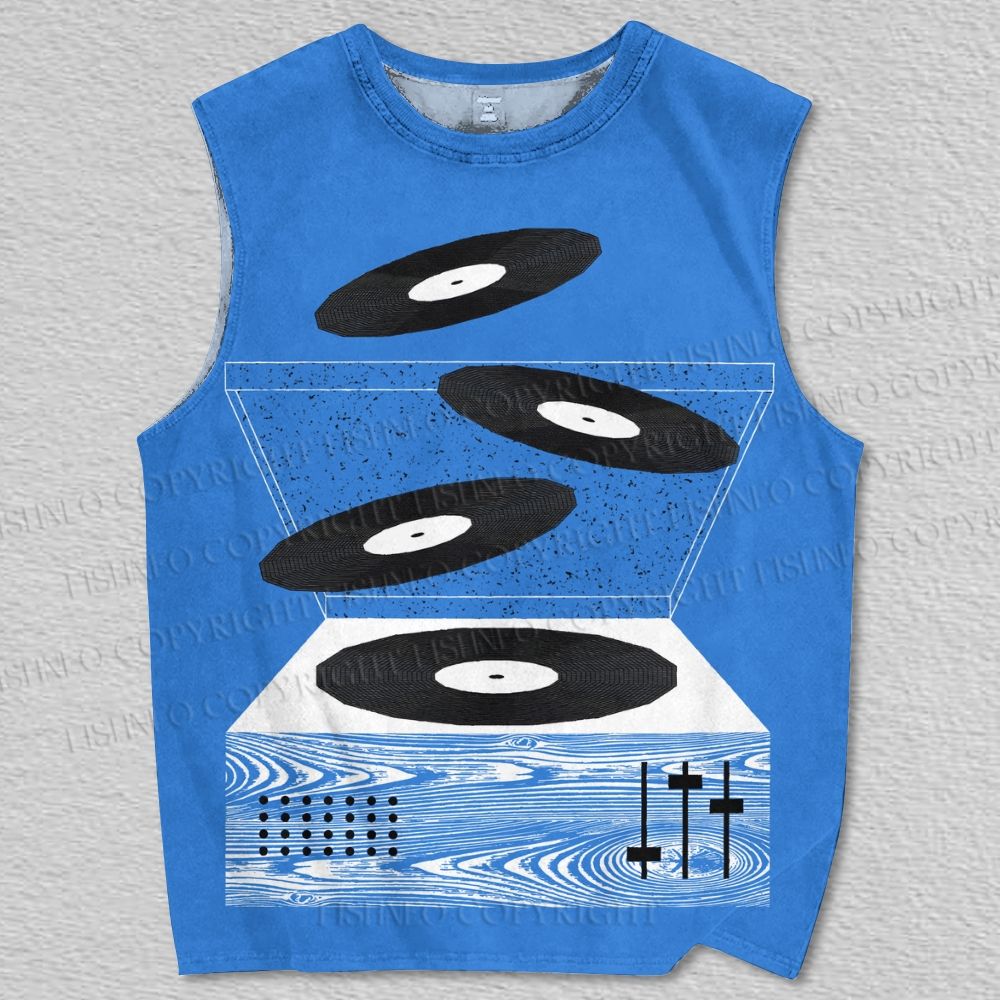Unisex Vinyl Records Printed Tank Top
