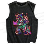 Unisex Weird Eye Monster Sparkling Printed Washed Tank Top