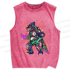Unisex Weird Eye Monster Sparkling Printed Washed Tank Top