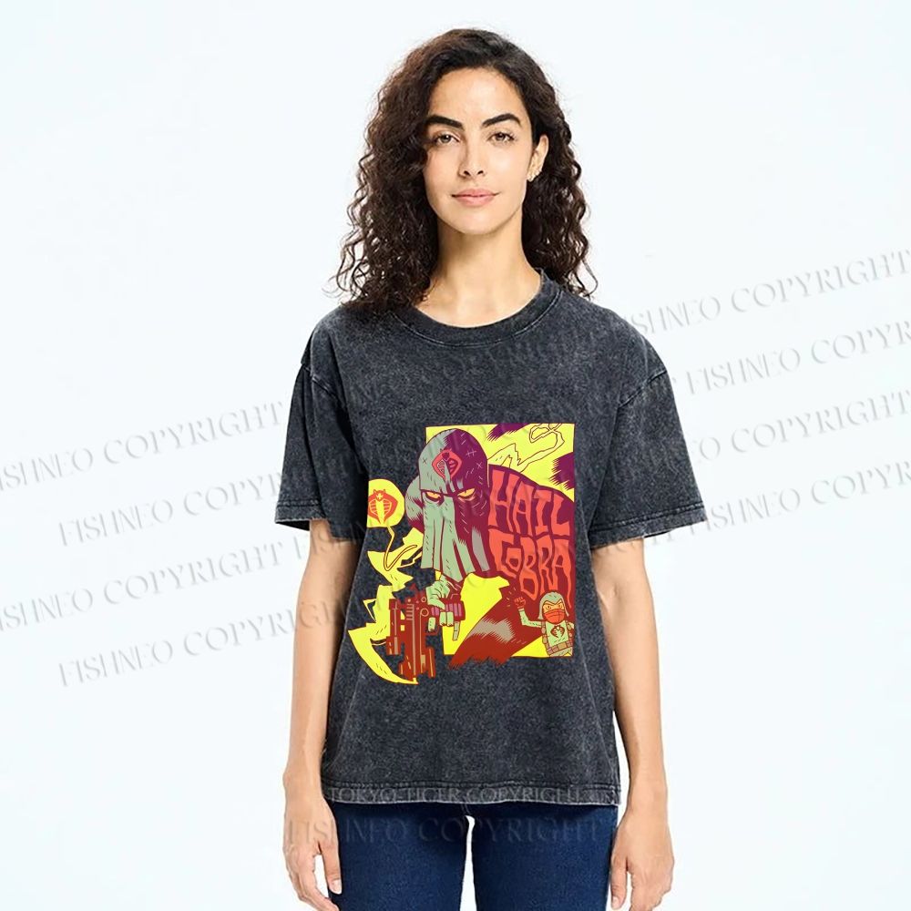Unisex Comic Masked Man Printed Washed Tee
