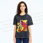 Unisex Comic Masked Man Printed Washed Tee