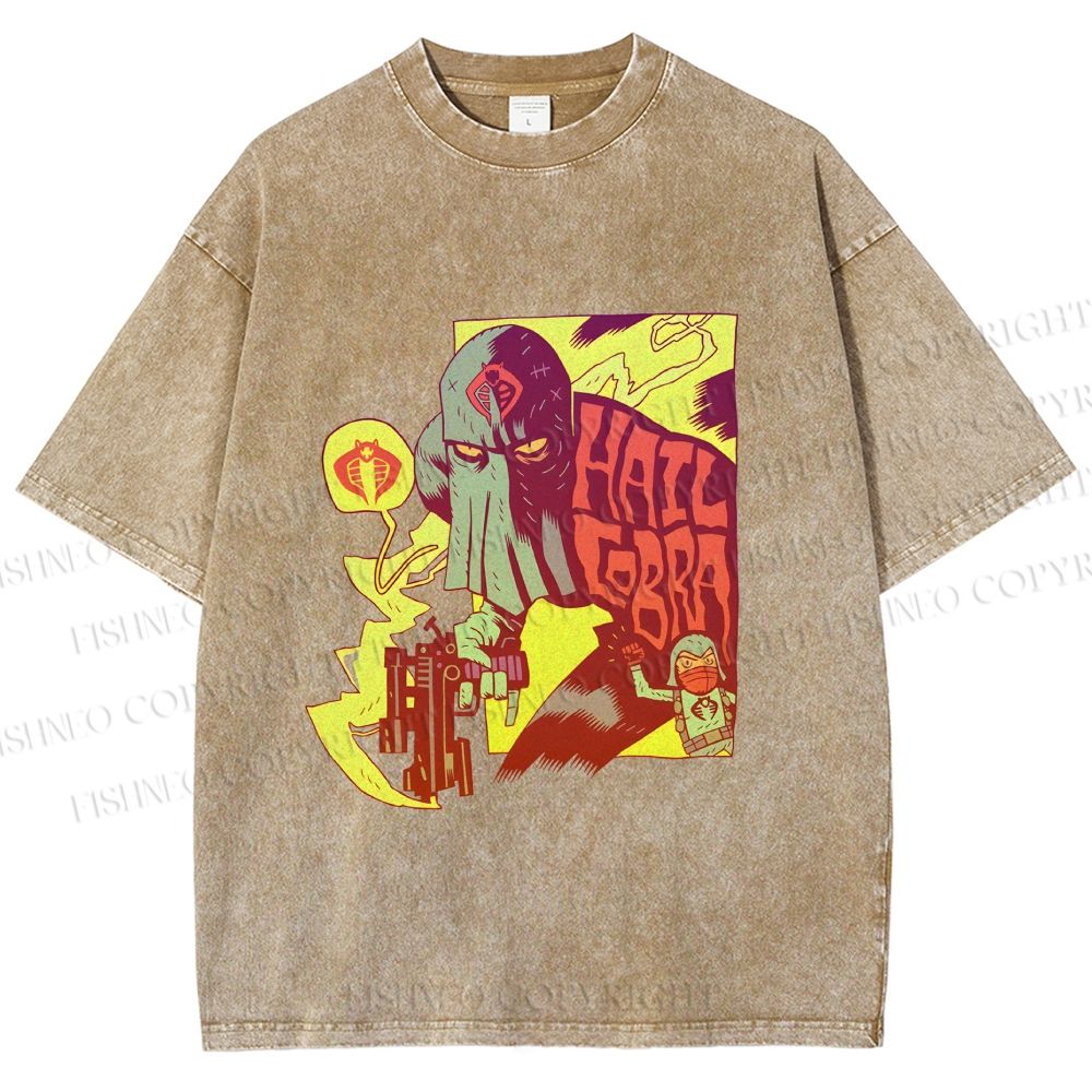 Unisex Comic Masked Man Printed Washed Tee