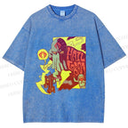 Unisex Comic Masked Man Printed Washed Tee