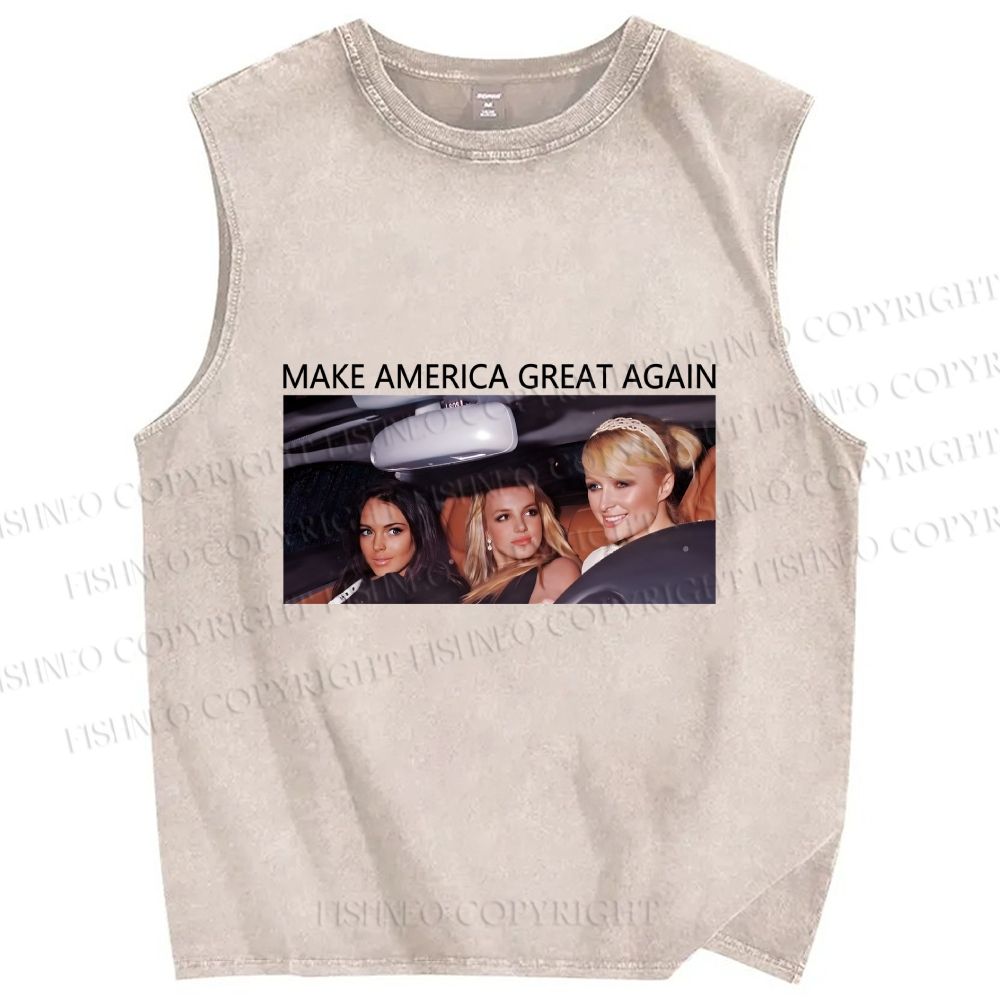 Unisex Make America Great Again Printed Washed Tank Top