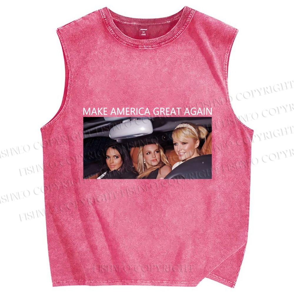 Unisex Make America Great Again Printed Washed Tank Top
