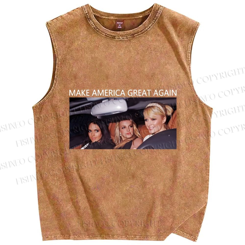 Unisex Make America Great Again Printed Washed Tank Top