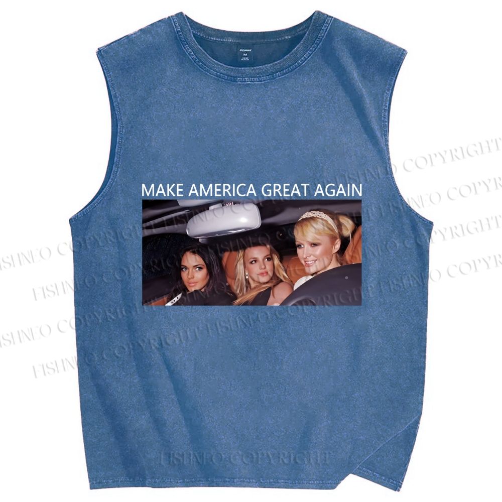 Unisex Make America Great Again Printed Washed Tank Top