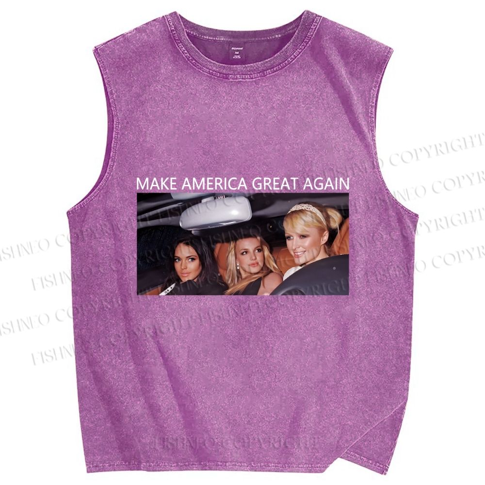 Unisex Make America Great Again Printed Washed Tank Top