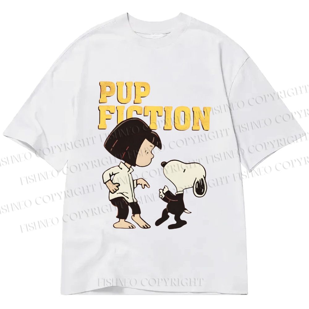 Unisex Classic Cotton Pup Fiction Snoopy Printed T-shirt