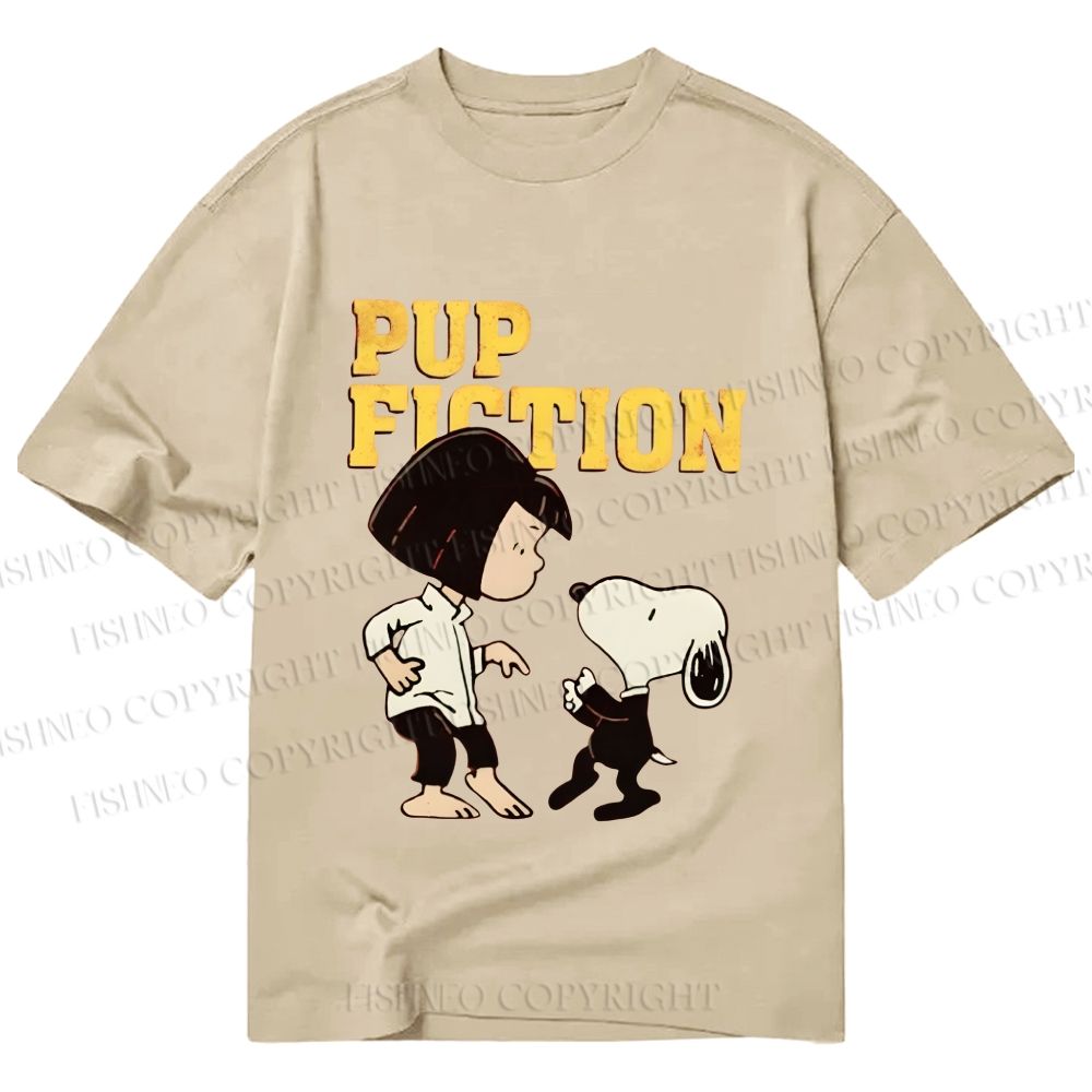 Unisex Classic Cotton Pup Fiction Snoopy Printed T-shirt