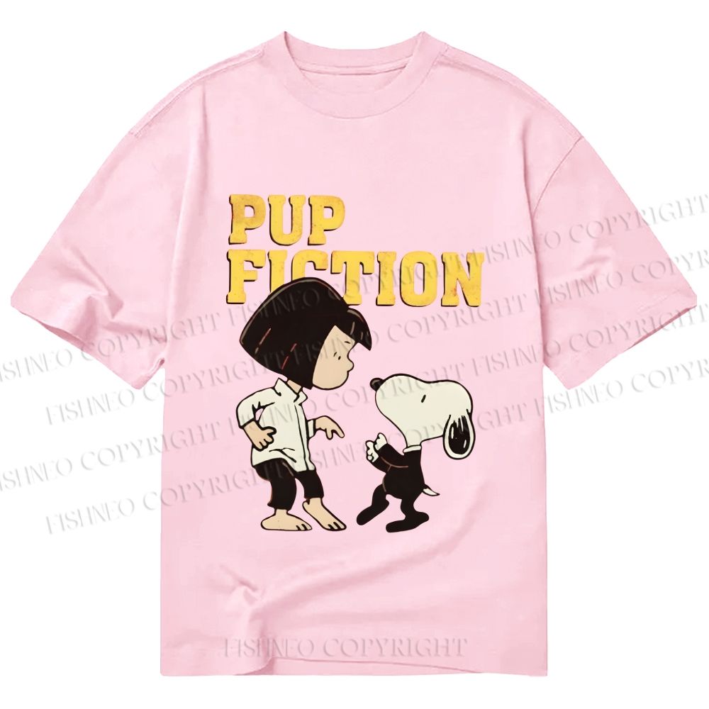 Unisex Classic Cotton Pup Fiction Snoopy Printed T-shirt