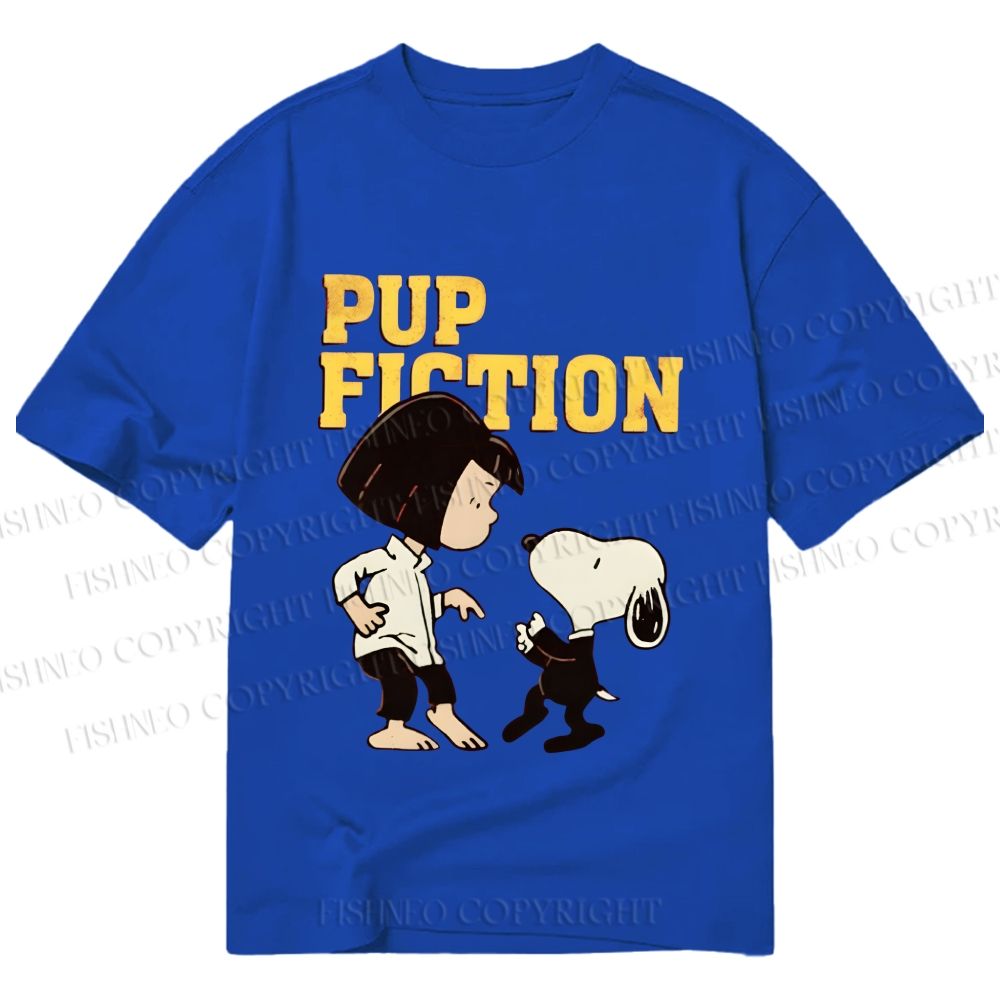 Unisex Classic Cotton Pup Fiction Snoopy Printed T-shirt
