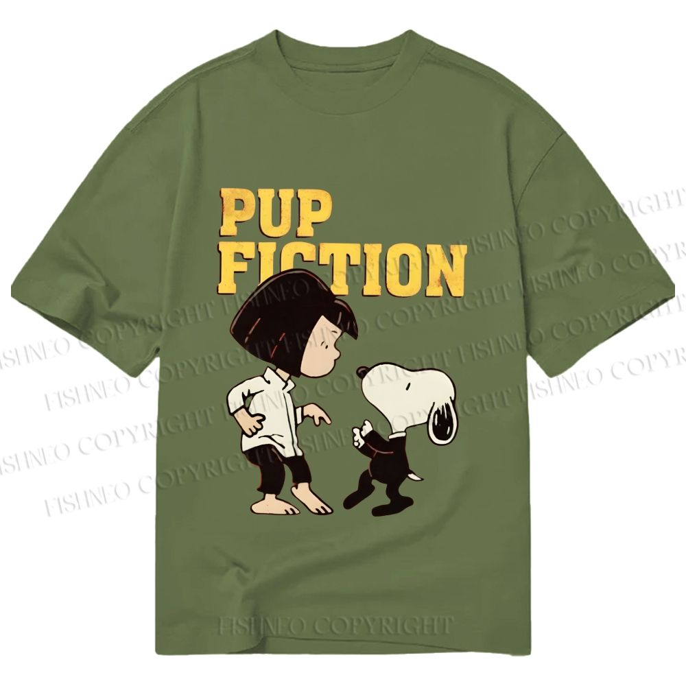 Unisex Classic Cotton Pup Fiction Snoopy Printed T-shirt