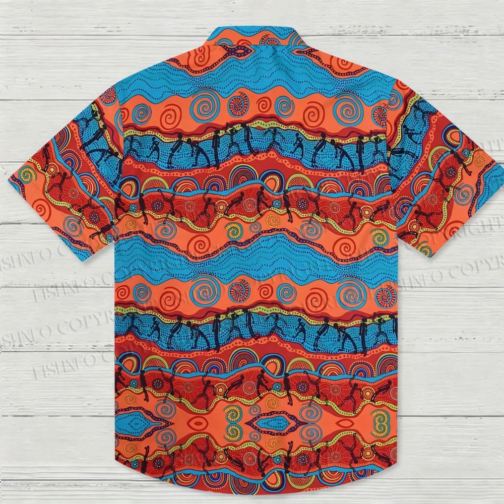 River And Land Figures Printed Hawaiian Shirt