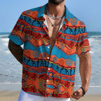 River And Land Figures Printed Hawaiian Shirt