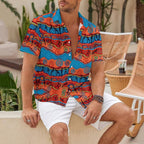 River And Land Figures Printed Hawaiian Shirt