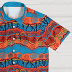 River And Land Figures Printed Hawaiian Shirt