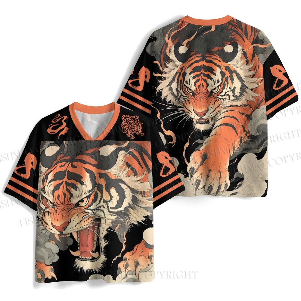 Japanese Anger Tiger in Smog Jersey Shirts