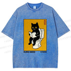 Unisex Kuro Neko Bathroom Edition Printed Washed Tee
