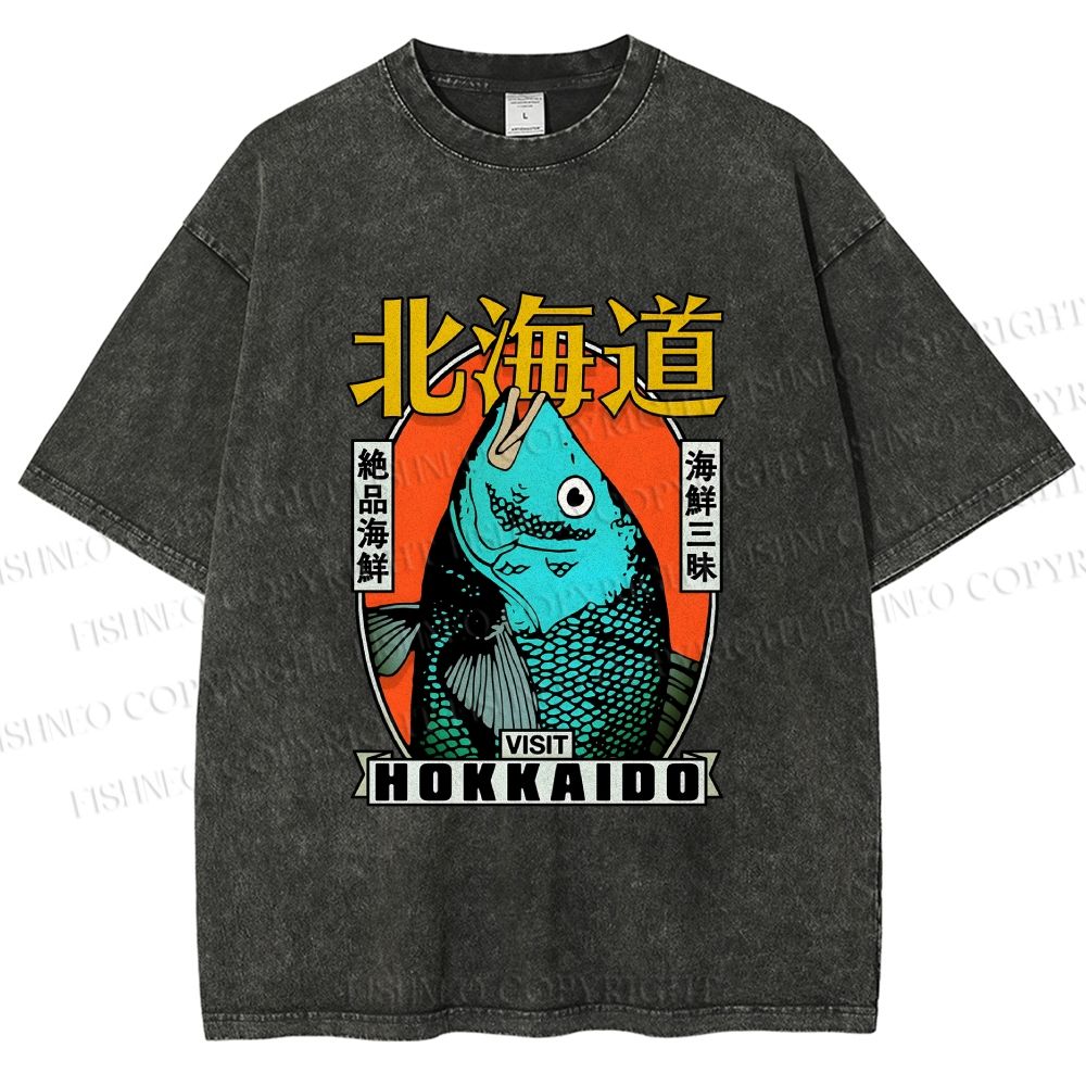 Unisex Visit Hokkaido Printed Washed Tee