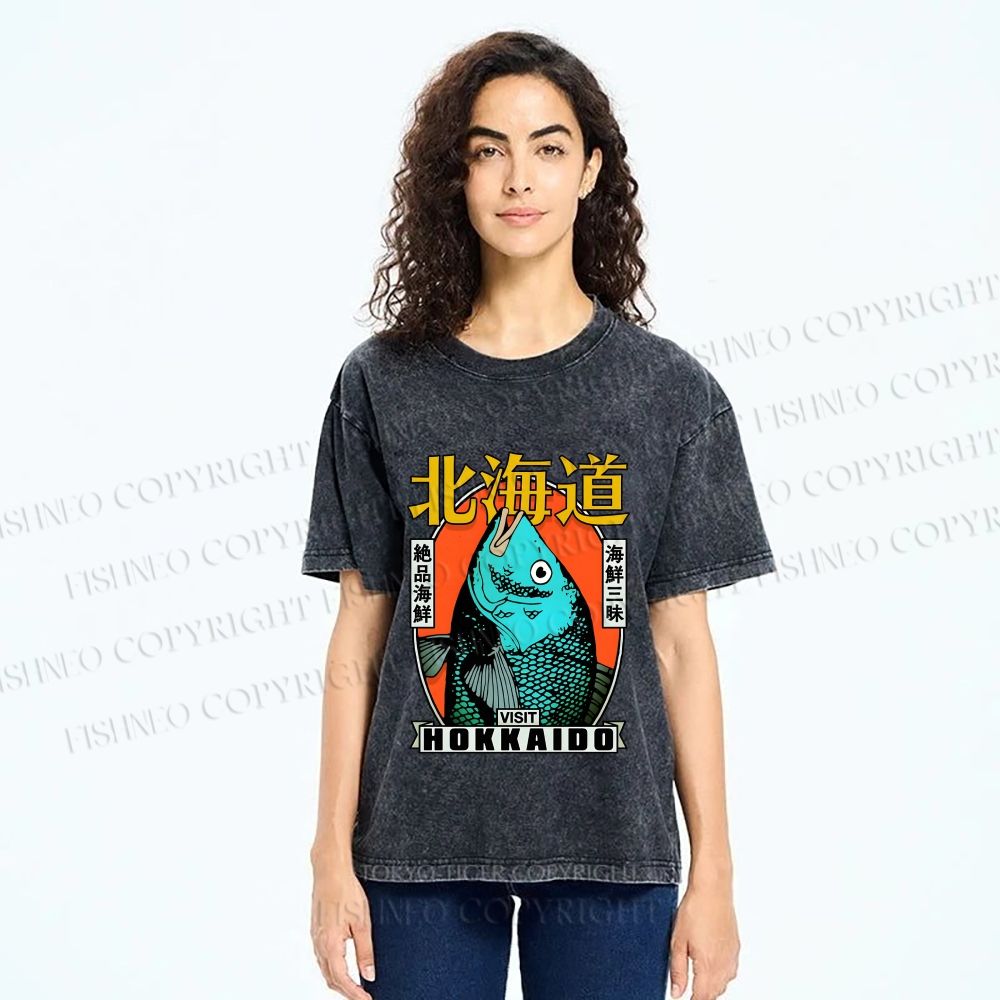 Unisex Visit Hokkaido Printed Washed Tee