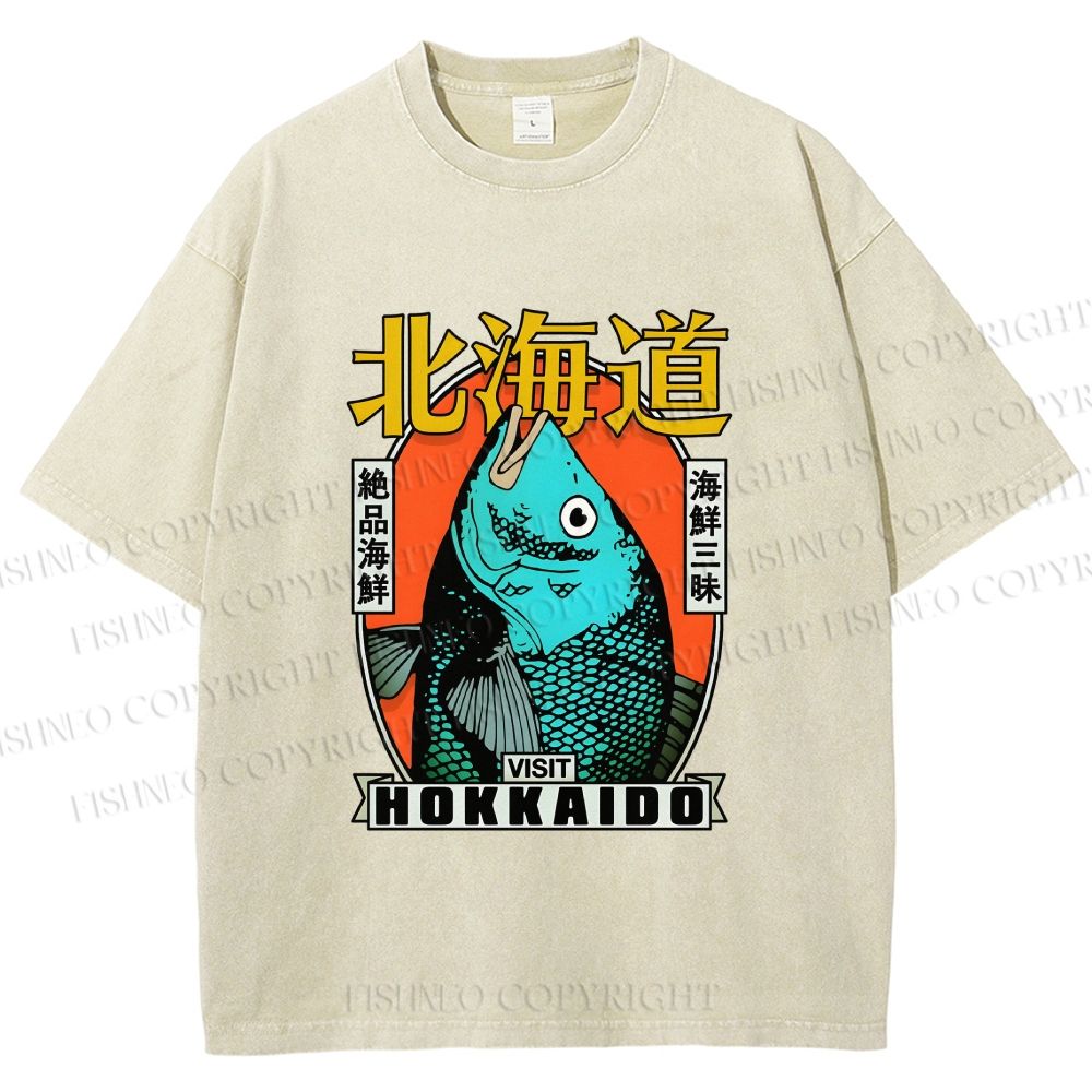 Unisex Visit Hokkaido Printed Washed Tee