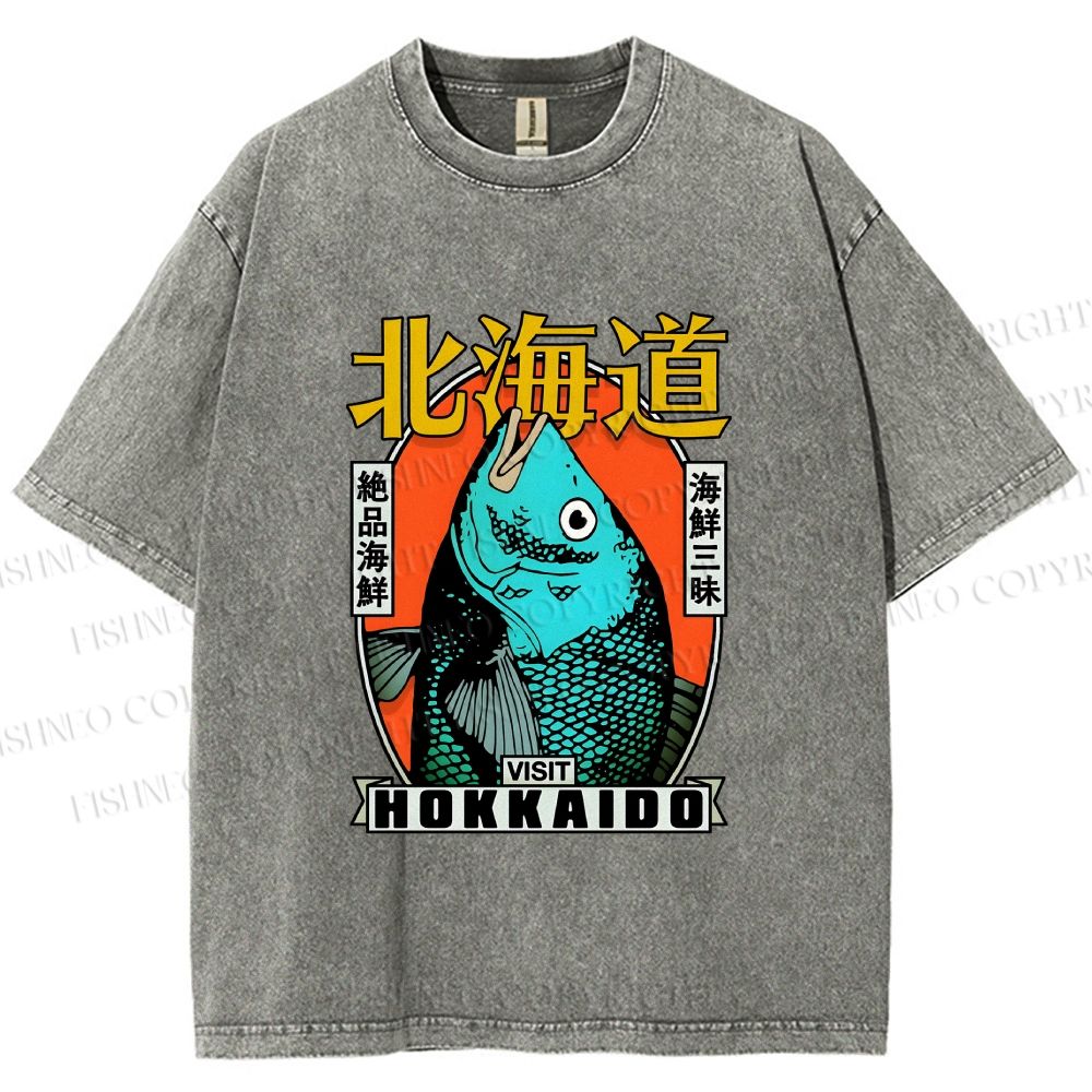 Unisex Visit Hokkaido Printed Washed Tee