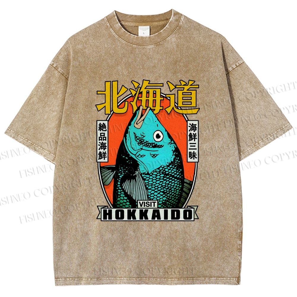 Unisex Visit Hokkaido Printed Washed Tee