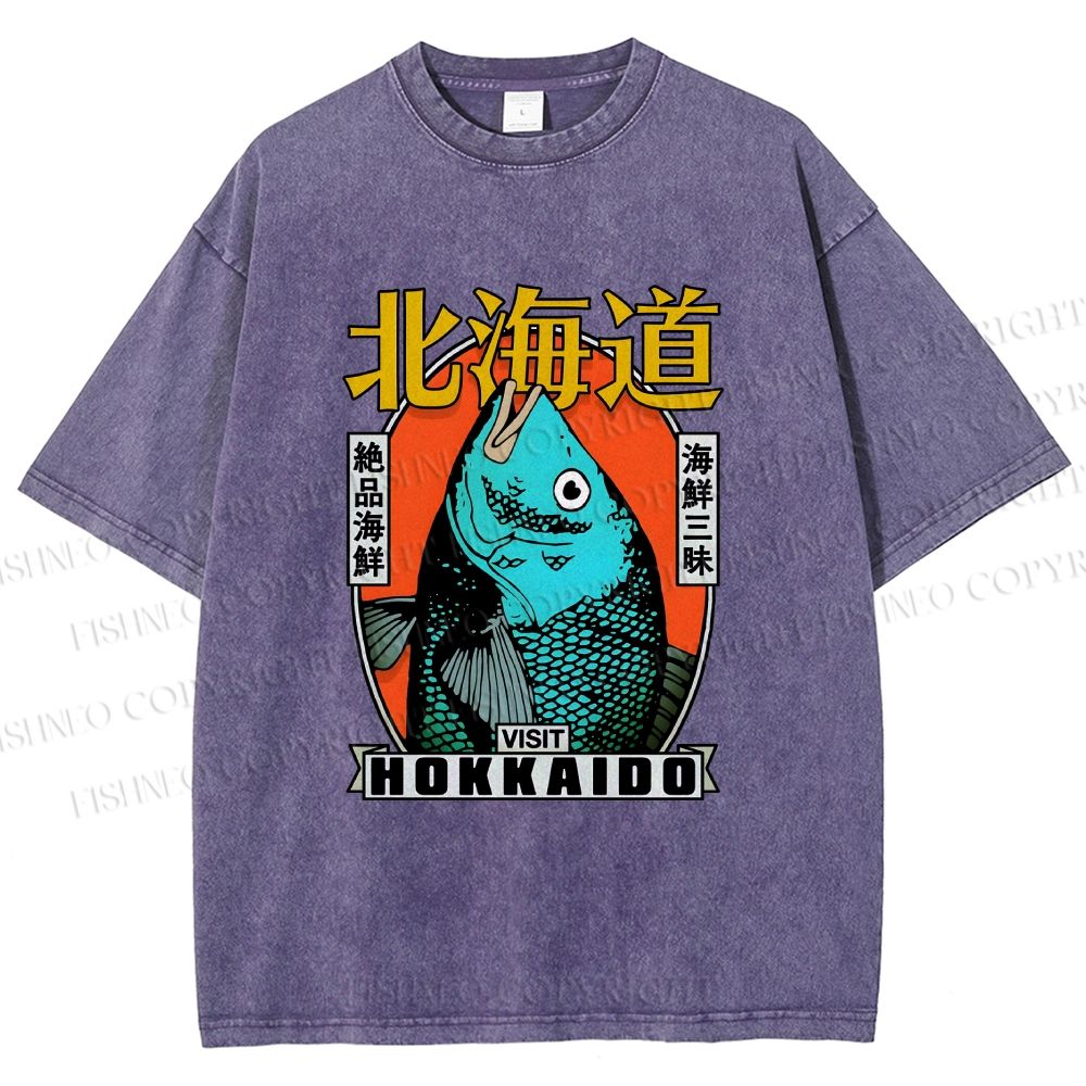 Unisex Visit Hokkaido Printed Washed Tee